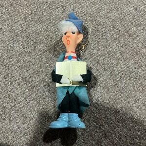 Vintage 1968 Delta Novelty Whistling Elf Hugger Caroler Ornament, Japan 6"